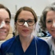 Image shows three hospital staff each with a feeding tube in their nose