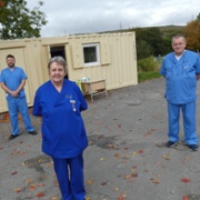 Health board staff with the local vaccination centre