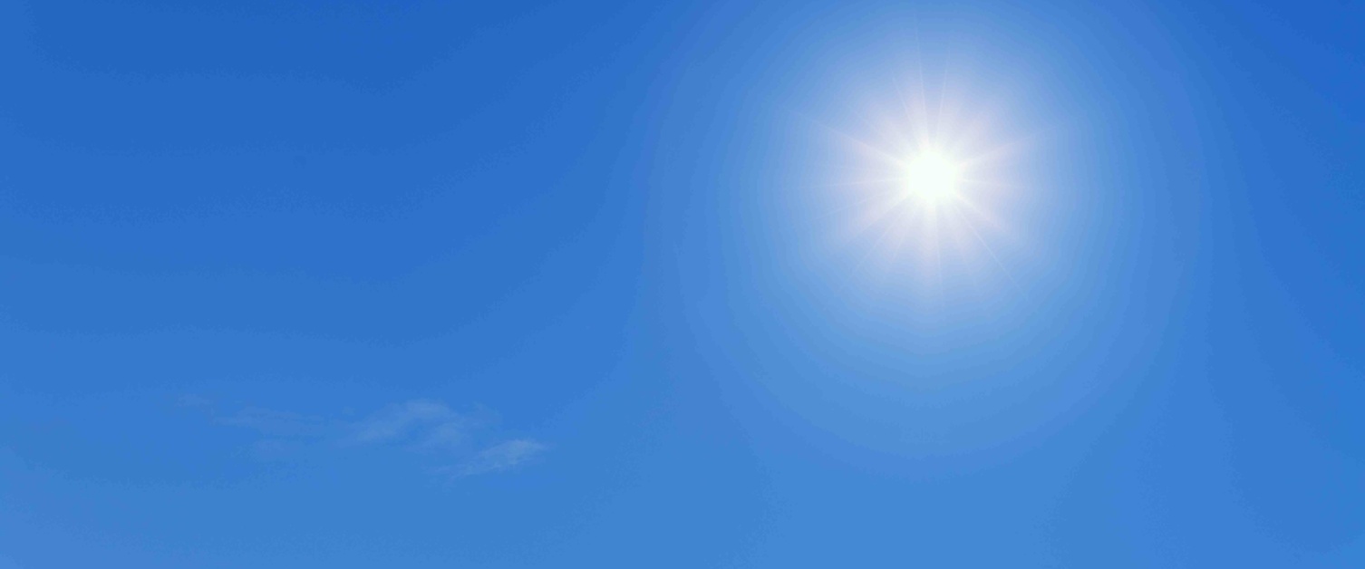 Image shows the sun in a cloudless sky.
