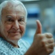 A patient giving a thumbs up