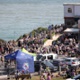Hundreds of people congregating at the final destination of the bike ride