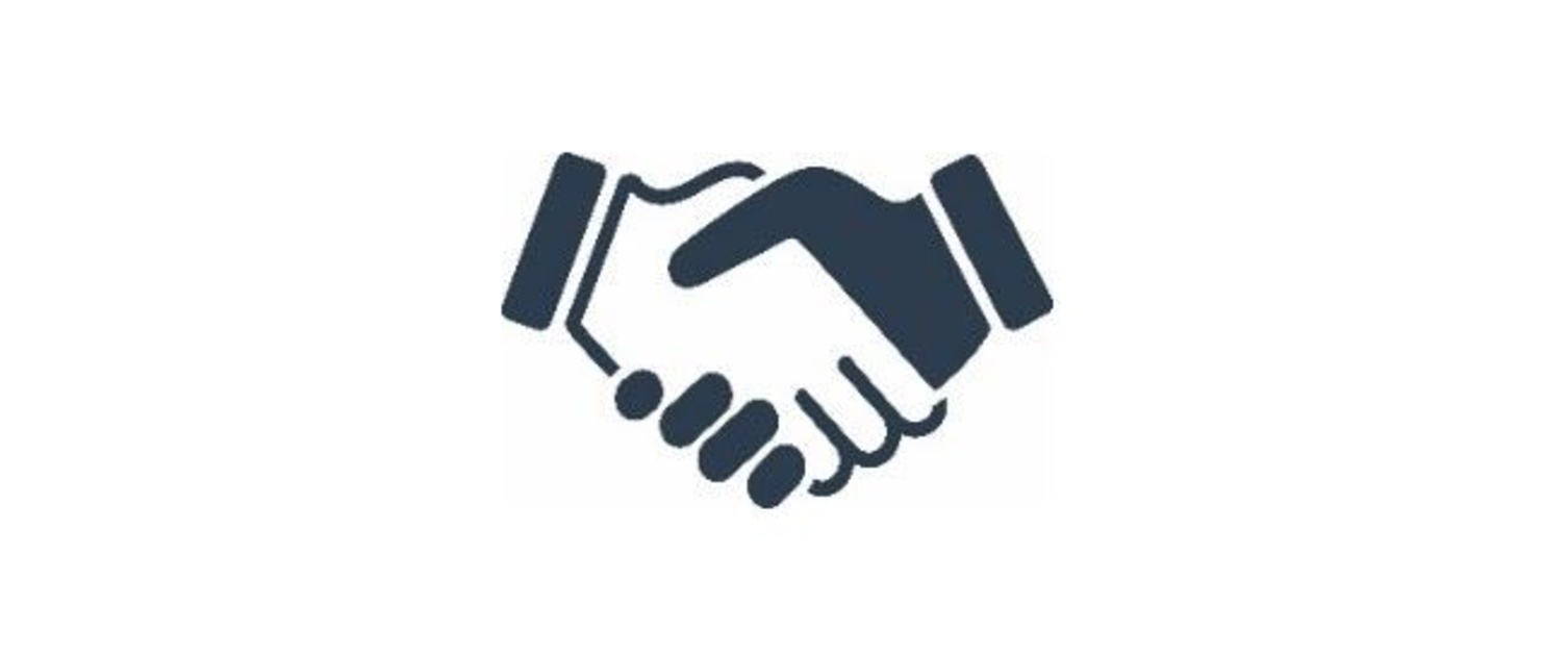 An animated image of a hand shake