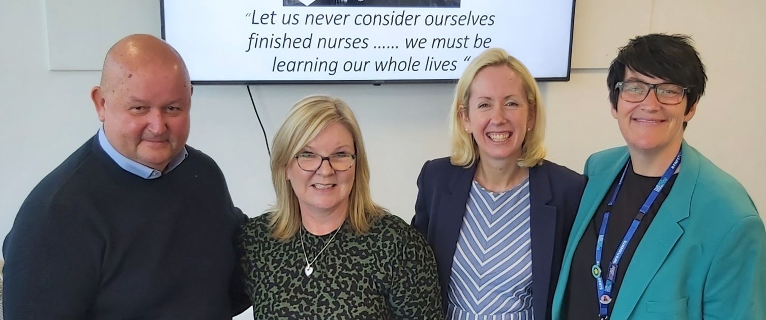 A picture of Swansea Bay executive nursing team with people from the Florence Nightingale Foundation