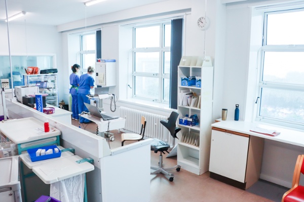 Hospital staff working in a ward