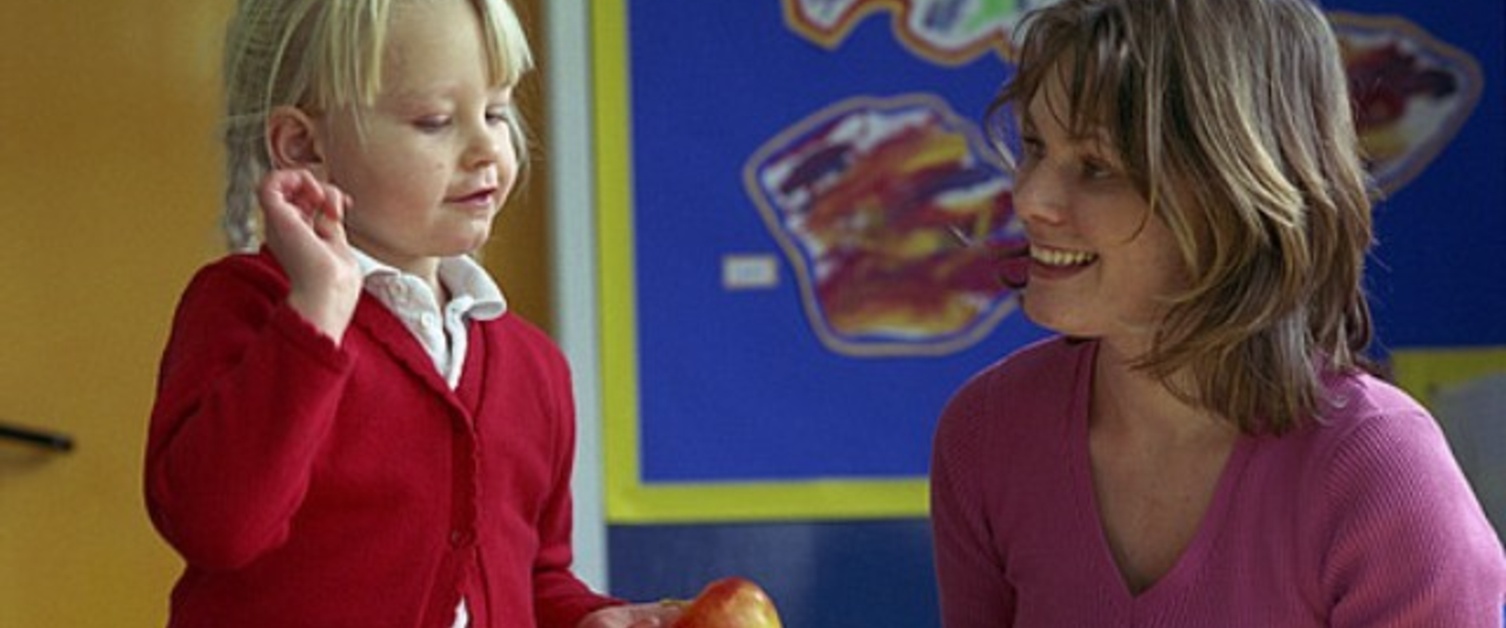 A young girl and a woman playing together