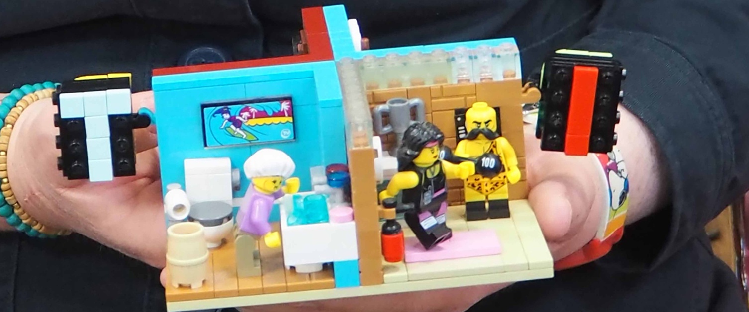 A close up of the Lego model