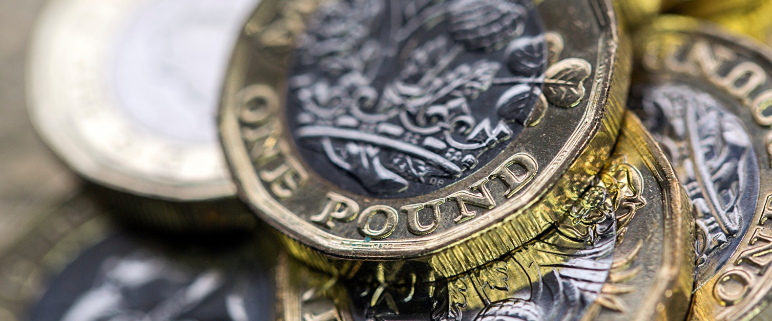 A picture of pound coins