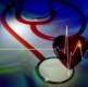 A stethoscope pictured next to a depiction of a heart.