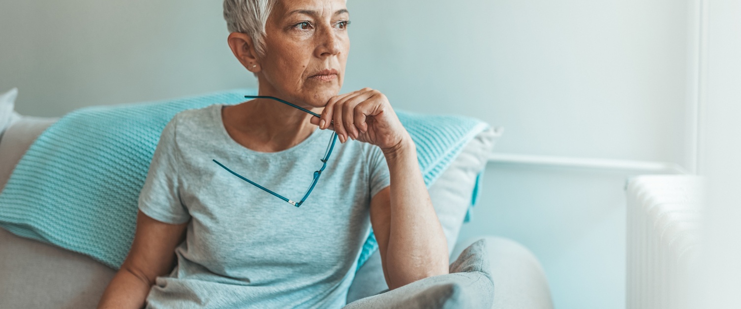 A picture of a worried woman