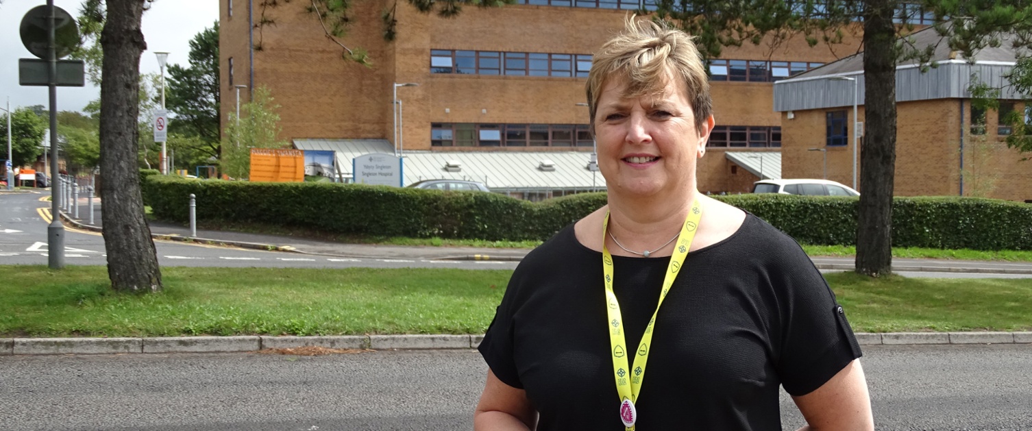 Jan Worthing outside Singleton Hospital