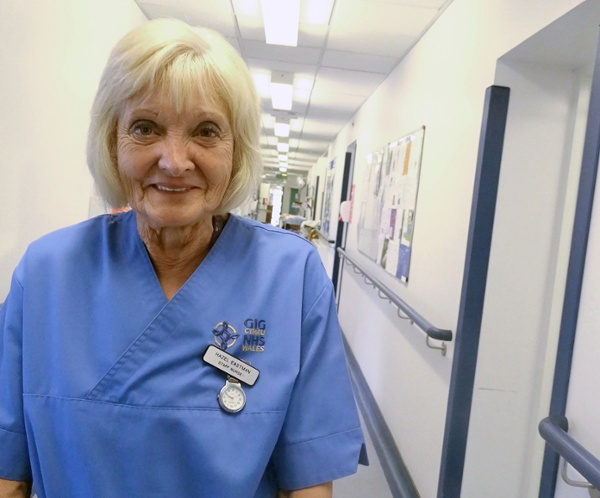 Hazel Eastman in nurse uniform in Gorseinon Hospital