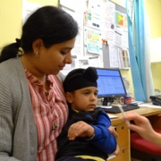 Anshveer Singh sits on mum Amanjot Kaur