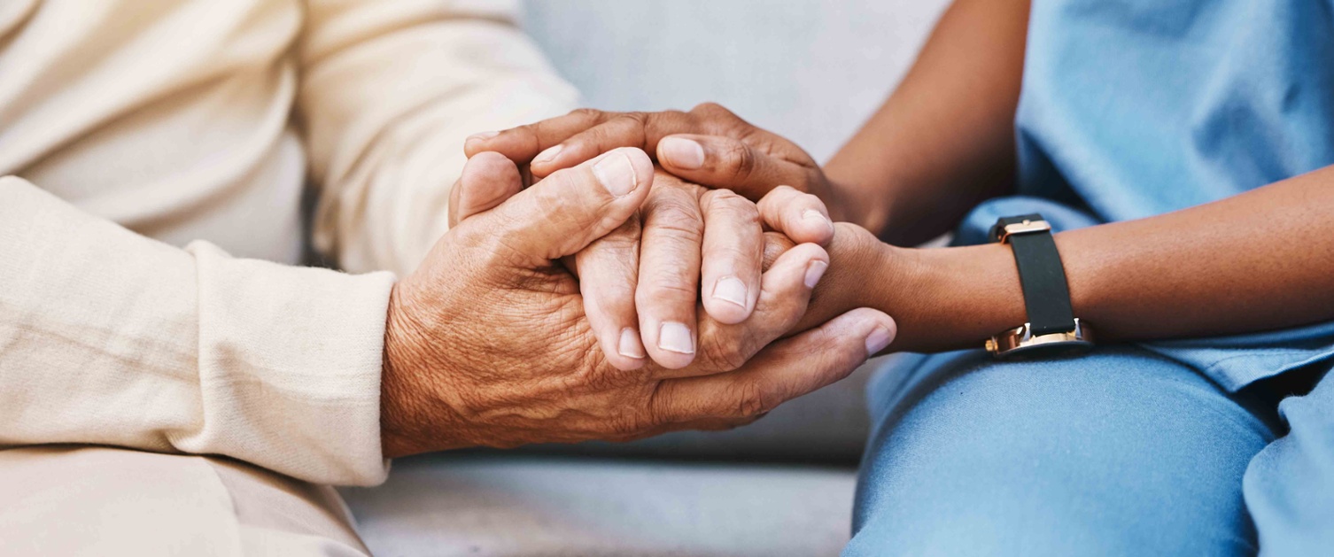 A close up image of an older patient