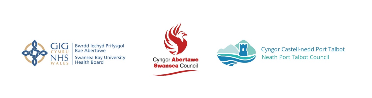 logos of Swansea Bay UHB, Swansea Council and NPT Council