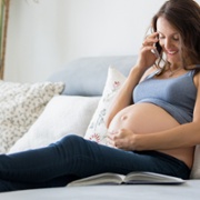 pregnant woman on phone