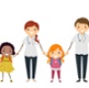 An animated image of pupils with school nurses.