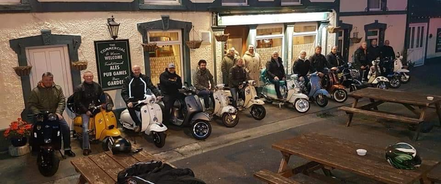 Scooters outside a pub