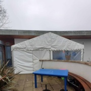 Heated marquee for visiting at Ysbryd Y Coed