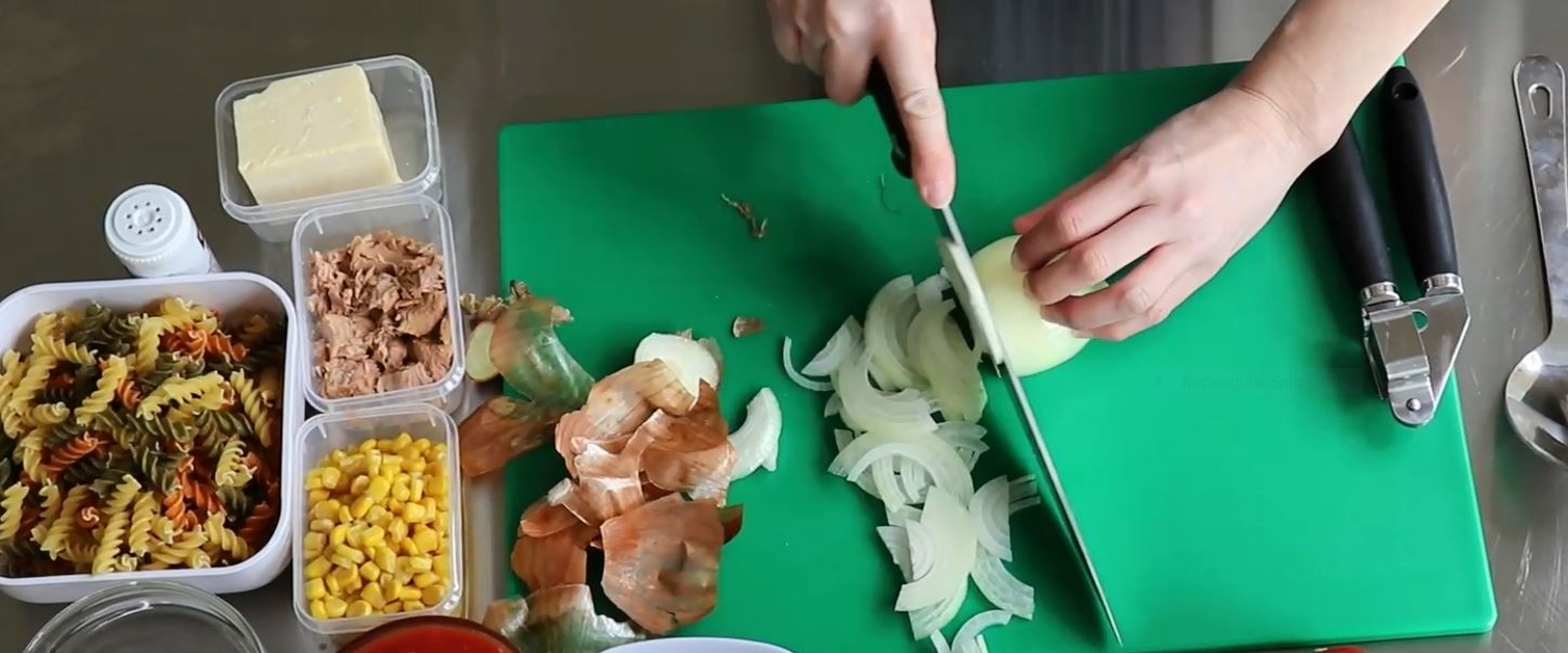 a picture of onions being chopped