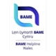 The logo for BAME Helpline Wales