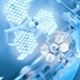Image shows the bright lights used in an operating theatre.