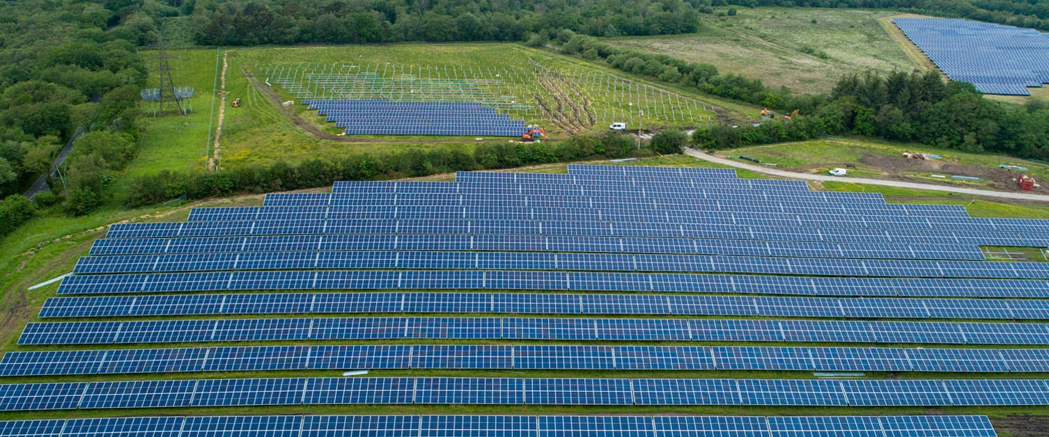 Solar farm seen from above