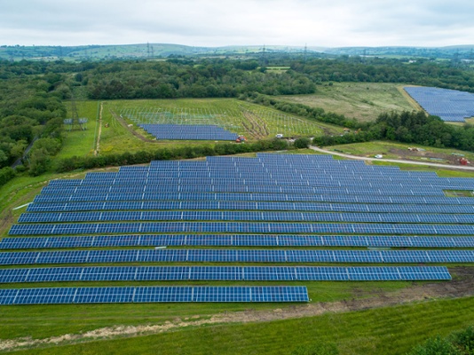 Solar farm seen from above