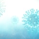 Image of coronaviruses against a blue background.
