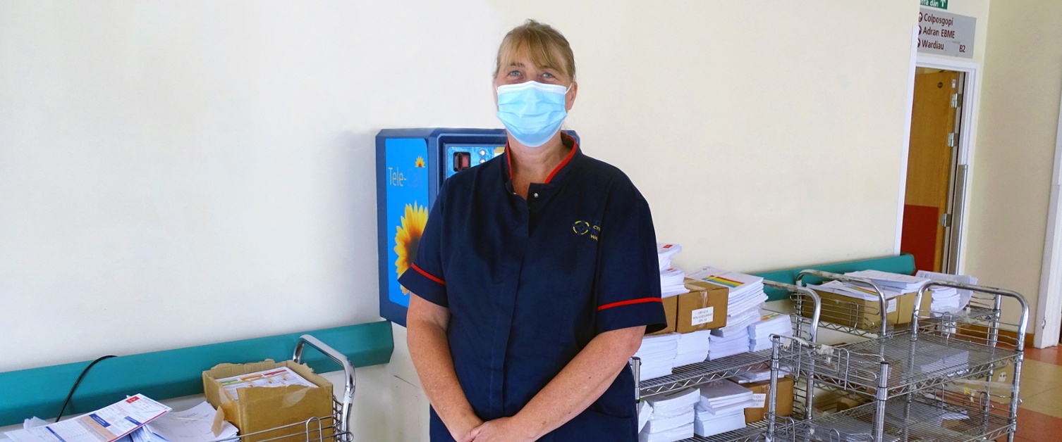 Nurse in a hospital corridor