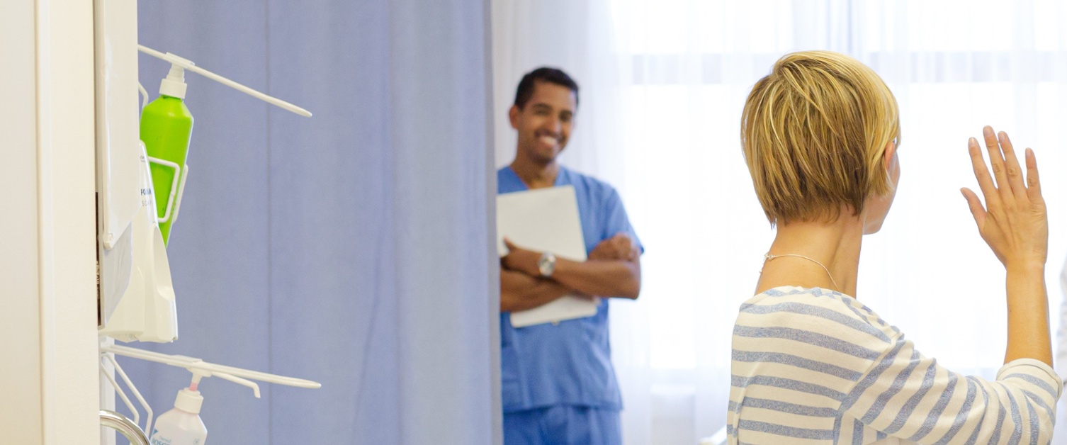 A patient leaving hospital