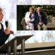 Image shows a woman talking into a microphone alongside a photo of an elderly couple.