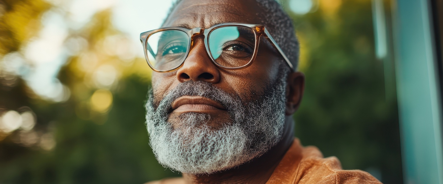 A picture of a man liiking pensive