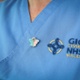 A picture of a badge, pinned to a nurse