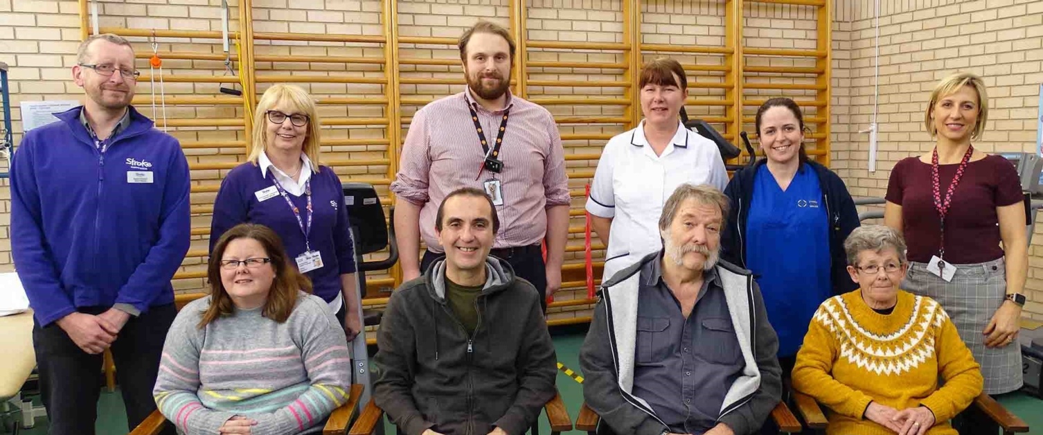 A photo of a group set up for people who have suffered a stroke.