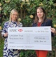 Two women holding a cheque