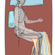 Image shows graphic of patient lying on left side with towels supporting back and legs.