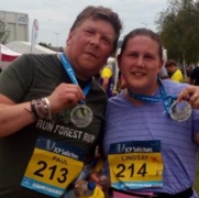 Paul and Lindsay Crutchley at the Half Marathon finish line.