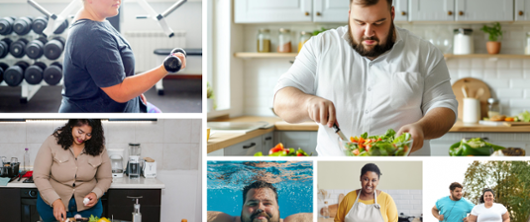 people cooking and exercising