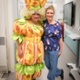 Kev in costume with staff from the Cancer Centre