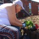 A woman doing some gardening in Gorseinon Hospital.
