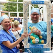 Sister Jo Phillips and receptionist Kevin Mead cropped.JPG