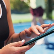 A woman filling in an online form