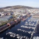 An aerial shot of Swansea Marina.