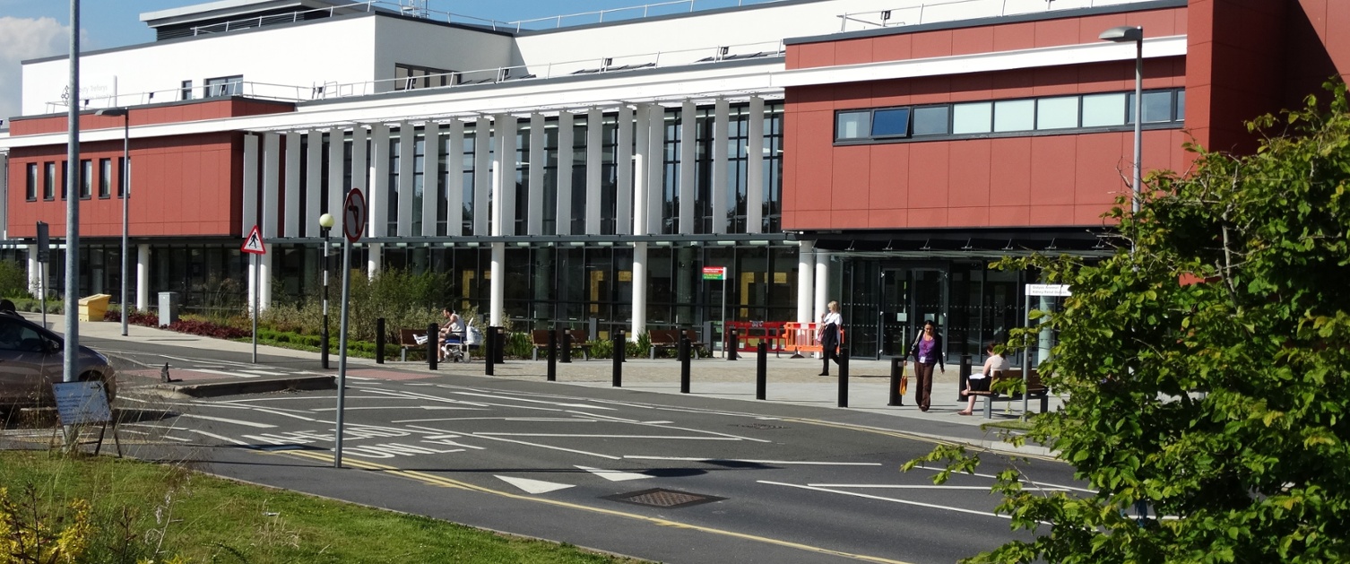 Exterior view of Main Entrance to Morriston Hospital.