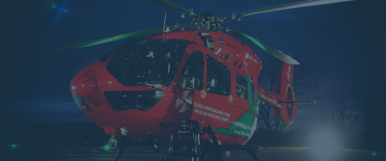 A picture of a Wales air ambulance helicopter