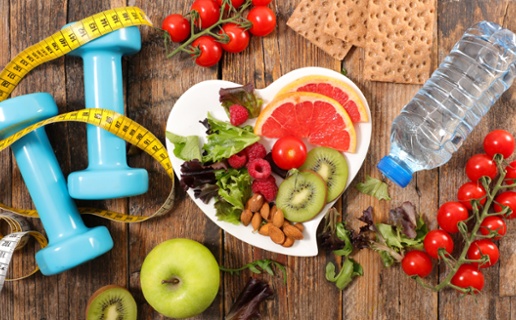 A picture of fruit and healthy things