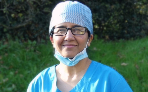 Image shows doctor in hospital scrubs