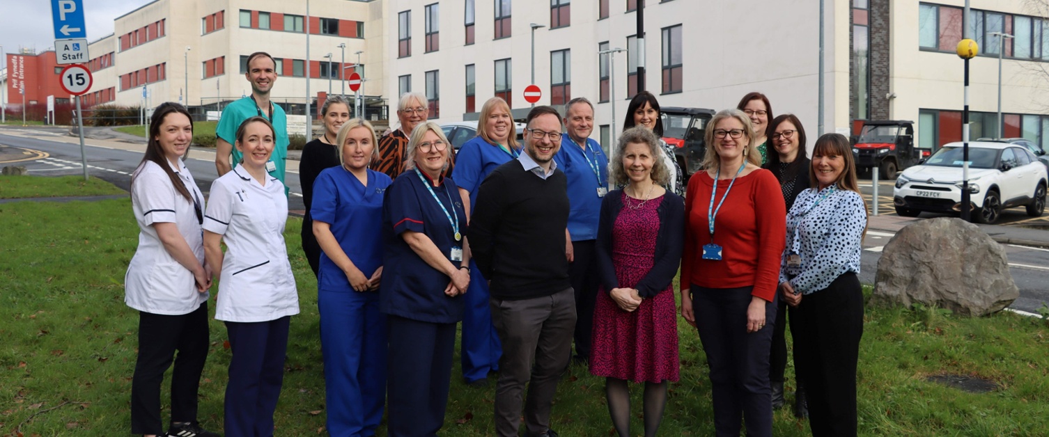 Members of staff stood outside Morriston Hospital