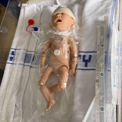 Image shows a mannequin baby 