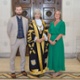 Image shows three people including the Lord Mayor of Swansea.